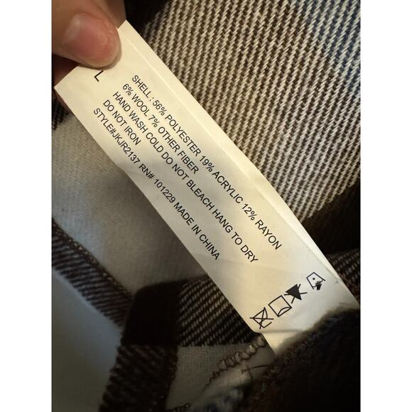 NWT Ashley Outerwear Plaid Wool Blend Shacket – Earthy Blue Brown Women’s Large - Picture 8 of 8